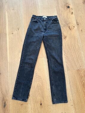 Abercrombie & Fitch Black Washed Denim High-Rise Jeans, The 90's Straight